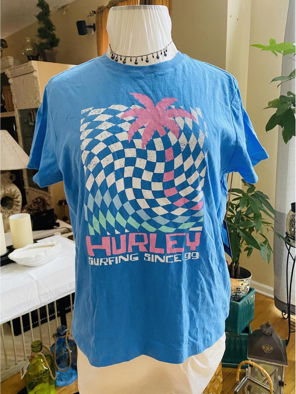 Hurley Blue Graphic Surfing T-Shirt Size M